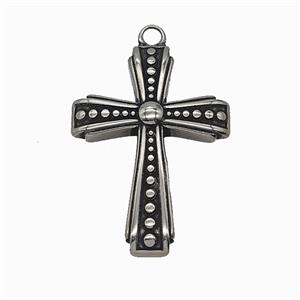 304 Stainless Steel Cross Pendant Antique Silver, approx 32-47mm [SSB7878]