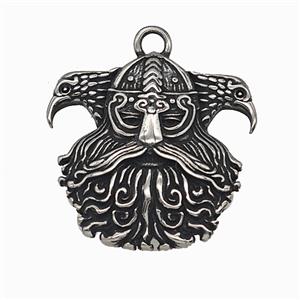 Odin Charms 304 Stainless Steel Pendant Eagle Birds Antique Silver, approx 33mm [SSB7880]