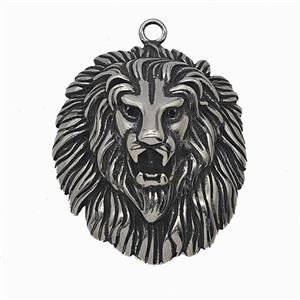 304 Stainless Steel Lion Pendant Antique Silver, approx 35-42mm [SSB7881]