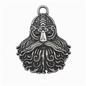 Odin Charms 304 Stainless Steel Pendant Antique Silver, approx 28-33mm [SSB7882]