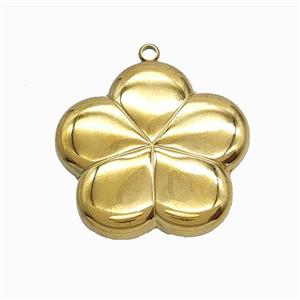 Stainless Steel Flower Pendant Gold Plated, approx 30mm [SSB7915]