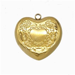 Stainless Steel Heart Pendant Gold Plated, approx 20mm [SSB7919]