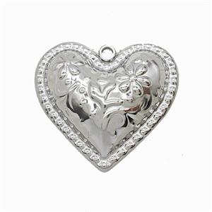 Raw Stainless Steel Heart Pendant, approx 27mm [SSB7920]