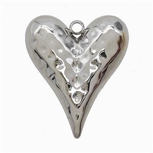 Raw Stainless Steel Heart Pendant Hammered, approx 27-32mm [SSB7922]