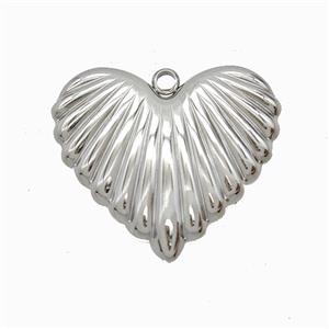Raw Stainless Steel Heart Pendant, approx 30mm [SSB7928]