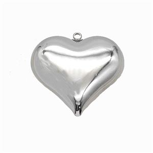 Raw Stainless Steel Heart Pendant, approx 35mm [SSB7932]