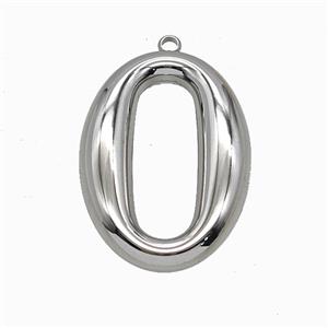 Raw Stainless Steel House Number 0 Pendant, approx 24-34mm [SSB7942]