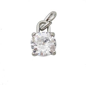 Raw Stainless Steel Pendant Pave Zirconia, approx 7mm [SSB7966]