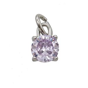 Raw Stainless Steel Pendant Pave Zirconia, approx 7mm [SSB7967]