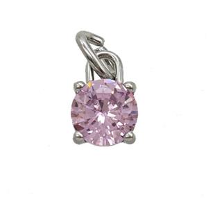 Raw Stainless Steel Pendant Pave Zirconia, approx 7mm [SSB7968]