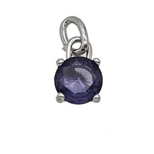 Raw Stainless Steel Pendant Pave Zirconia, approx 7mm [SSB7969]
