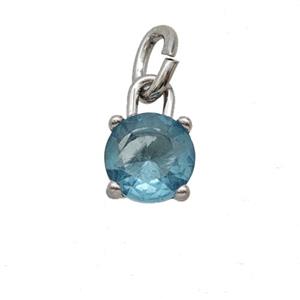 Raw Stainless Steel Pendant Pave Zirconia, approx 7mm [SSB7970]