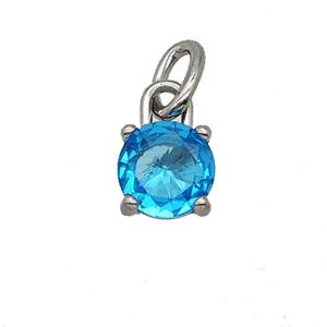 Raw Stainless Steel Pendant Pave Zirconia, approx 7mm [SSB7971]