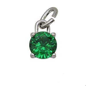 Raw Stainless Steel Pendant Pave Green Zirconia, approx 7mm [SSB7974]