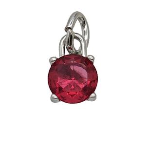 Raw Stainless Steel Pendant Pave Zirconia, approx 7mm [SSB7976]