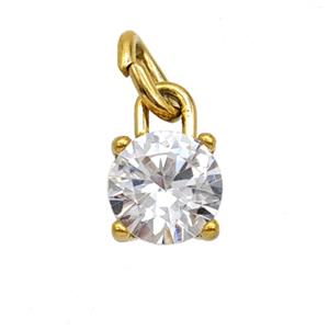 Stainless Steel Pendant Pave Zirconia Gold Plated, approx 7mm [SSB7979]