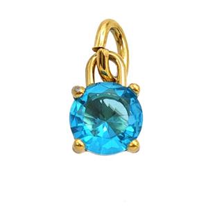 Stainless Steel Pendant Pave Zirconia Gold Plated, approx 7mm [SSB7984]