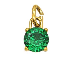 Stainless Steel Pendant Pave Green Zirconia Gold Plated, approx 7mm [SSB7987]