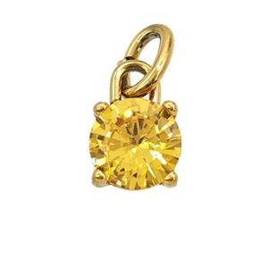 Stainless Steel Pendant Pave Yellow Zirconia Gold Plated, approx 7mm [SSB7988]