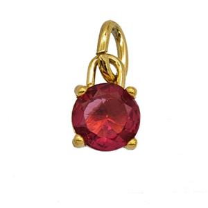 Stainless Steel Pendant Pave Zirconia Gold Plated, approx 7mm [SSB7989]