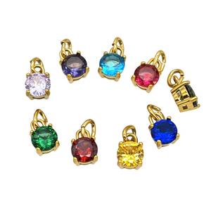 Stainless Steel Pendant Pave Zirconia Gold Plated Mixed, approx 7mm [SSB7991]