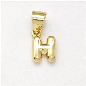 Stainless Steel Letter-H Pendant Gold Plated, approx 6-7mm [SSB7999]