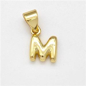 Stainless Steel Letter-M Pendant Gold Plated, approx 6-7mm [SSB8004]