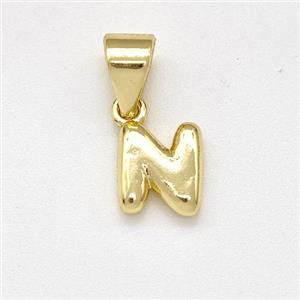 Stainless Steel Letter-N Pendant Gold Plated, approx 6-7mm [SSB8005]