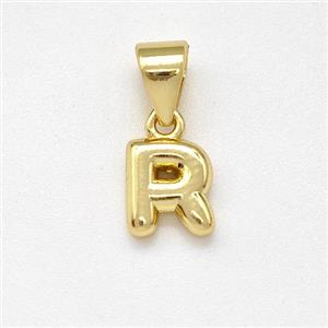 Stainless Steel Letter-R Pendant Gold Plated, approx 6-7mm [SSB8009]