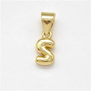 Stainless Steel Letter-S Pendant Gold Plated, approx 6-7mm [SSB8010]