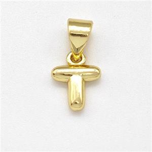 Stainless Steel Letter-T Pendant Gold Plated, approx 6-7mm [SSB8011]