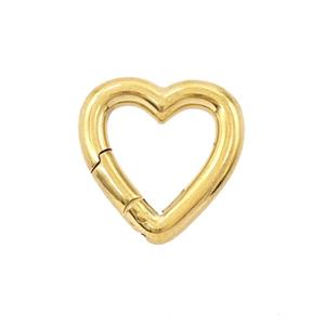 Stainless Steel Carabiner Clasp Heart Gold Plated, approx 14mm [SSB8021]