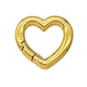 Stainless Steel Carabiner Clasp Heart Gold Plated, approx 17mm [SSB8022]