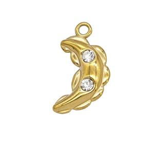 Stainless Steel Pea Pendant Pave Rhinestone Gold Plated, approx 10-15mm [SSB8026]