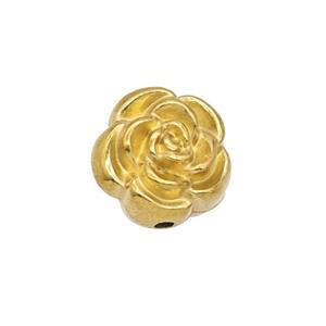 Stainless Steel Rose Flower Beads Gold Plated, approx 12mm [SSB8028]