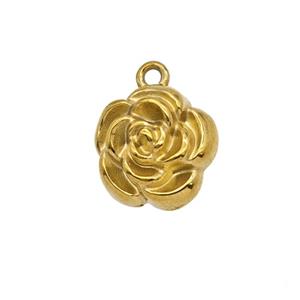 Stainless Steel Rose Flower Pendant Gold Plated, approx 12mm [SSB8029]