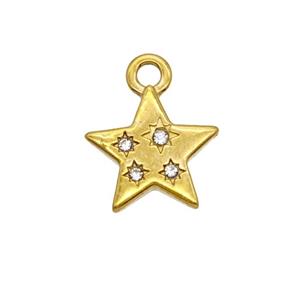 Stainless Steel Star Pendant Pave Rhinestone Gold Plated, approx 12mm [SSB8030]