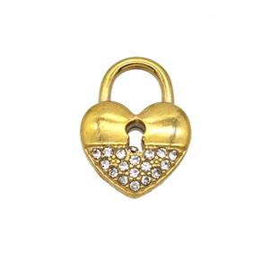 Stainless Steel Locket Pendant Pave Rhinestone Gold Plated, approx 11-15mm [SSB8033]