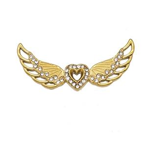 Stainless Steel Angel Wings Pendant Pave Rhinestone Gold Plated, approx 14-32mm [SSB8042]