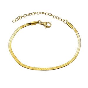 Stainless Steel Bracelet Chain Flat Snake Gold Plated, approx 2.5mm, 15-20cm length [SSB8054]