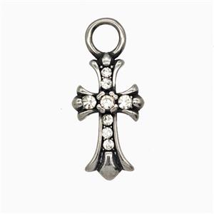 Stainless Steel Cross Pendant Pave Rhinestone Antique Silver, approx 11-18.5mm [SSB8091]