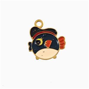 Stainless Steel Fish Pendant Enamel Gold Plated, approx 11-14mm [SSB8101]