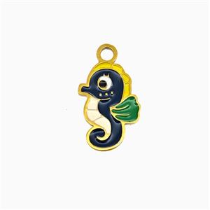 Stainless Steel Seahorse Pendant Enamel Gold Plated, approx 10-14mm [SSB8102]