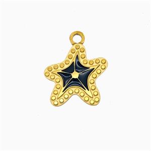 Stainless Steel Starfish Pendant Enamel Gold Plated, approx 14mm [SSB8105]
