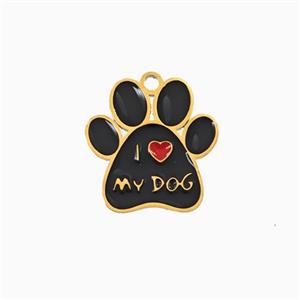 Stainless Steel Paws Pendant Enamel Gold Plated, approx 15mm [SSB8114]