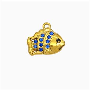 Stainless Steel Fish Pendant Pave Rhinestone Gold Plated, approx 9-14mm [SSB8116]