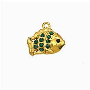 Stainless Steel Fish Pendant Pave Rhinestone Gold Plated, approx 9-14mm [SSB8117]