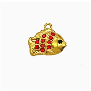 Stainless Steel Fish Pendant Pave Rhinestone Gold Plated, approx 9-14mm [SSB8118]