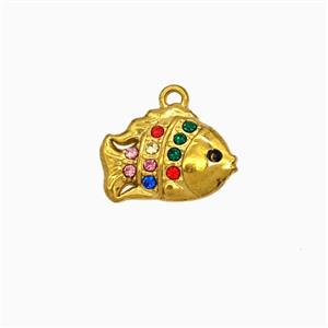 Stainless Steel Fish Pendant Pave Rhinestone Gold Plated, approx 9-14mm [SSB8119]