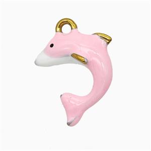 Stainless Steel Dolphin Pendant Pink Enamel Gold Plated, approx 15-18mm [SSB8121]